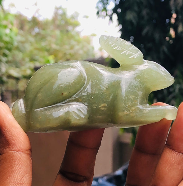 Beautiful 412.00 Carats Genuine Green Aventurine  Hand Carved  Gemstone  Bunny Carving 2026  Collection