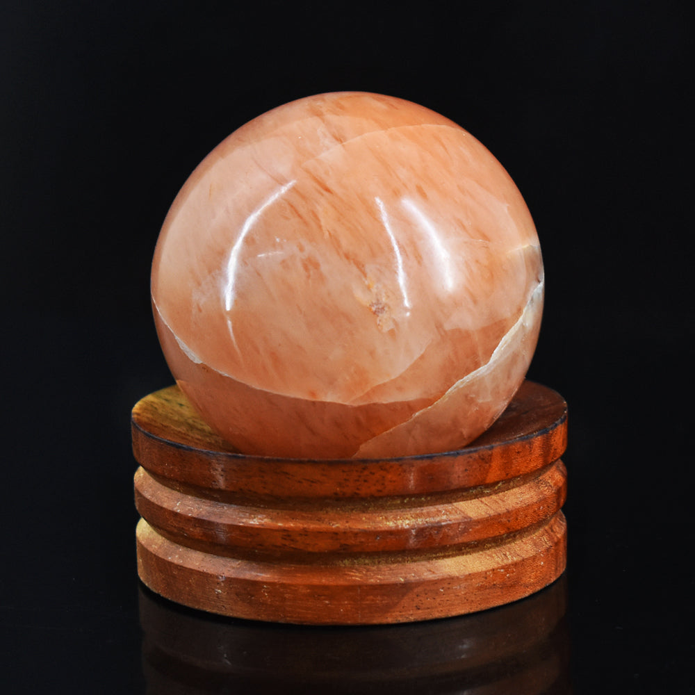 802.00  Carats  Genuine  Natural  Peach  Moonstone  Hand Carved Crystal  Healing  Gemstone  Sphere