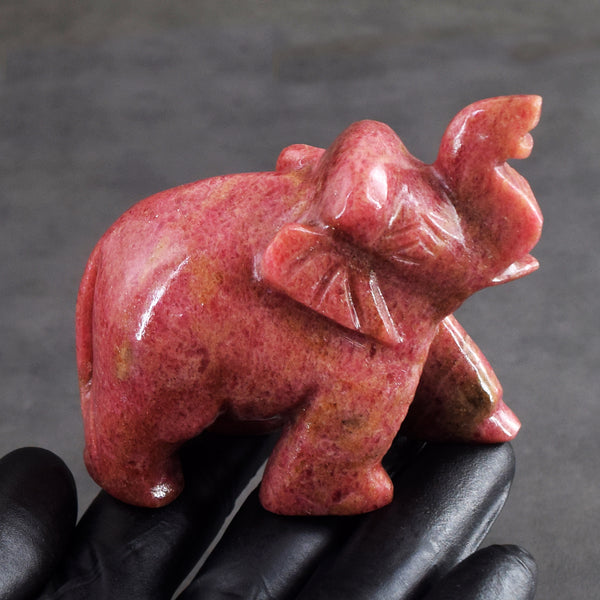 Wonderful 1243.00 Cts Genuine Pink Rhodonite Carved Premium Crystal Elephant