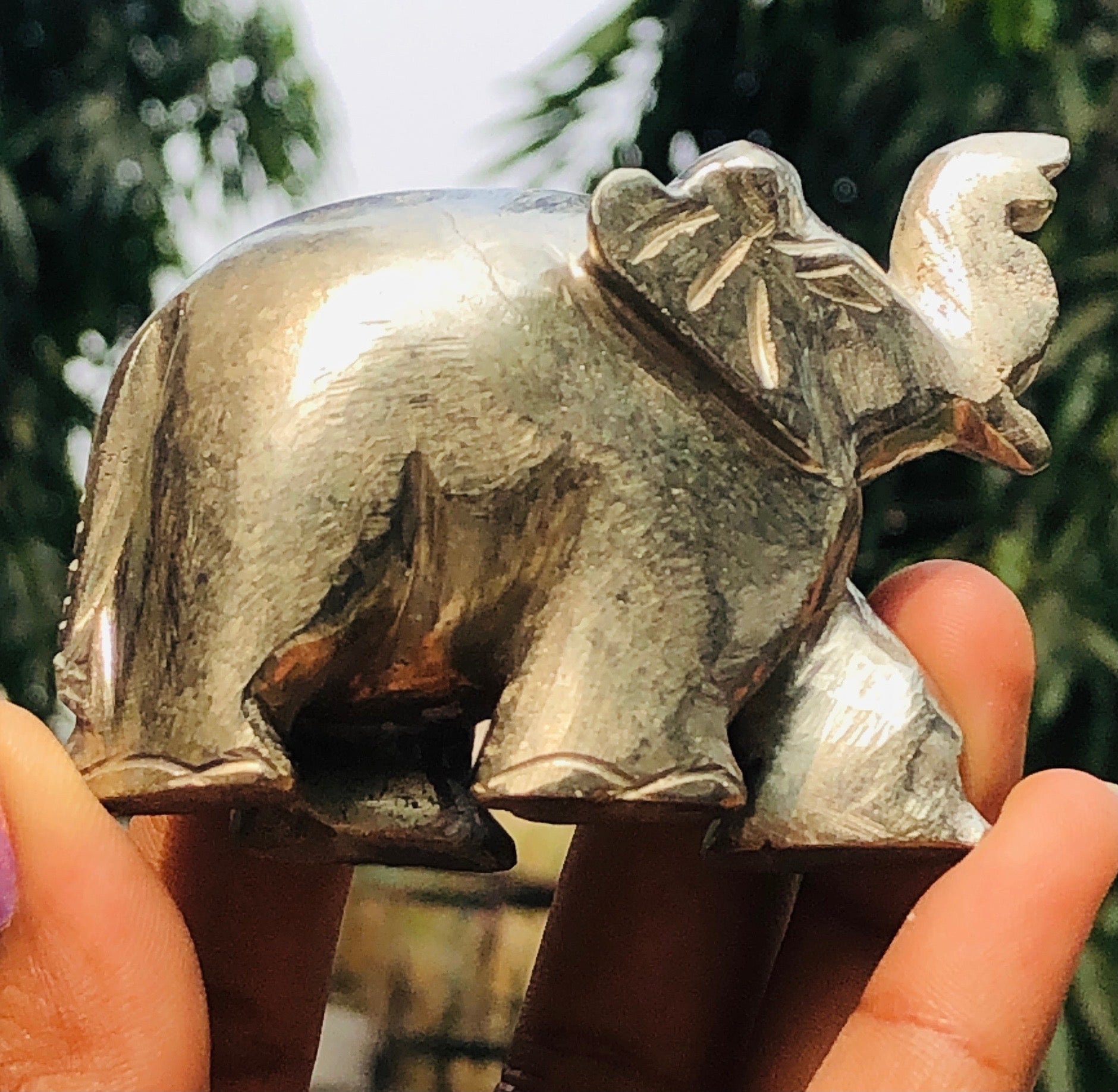 Awesome 907.00 Cts Genuine Pyrite Hand Carved Gemstone Premium Elephant Crystal
