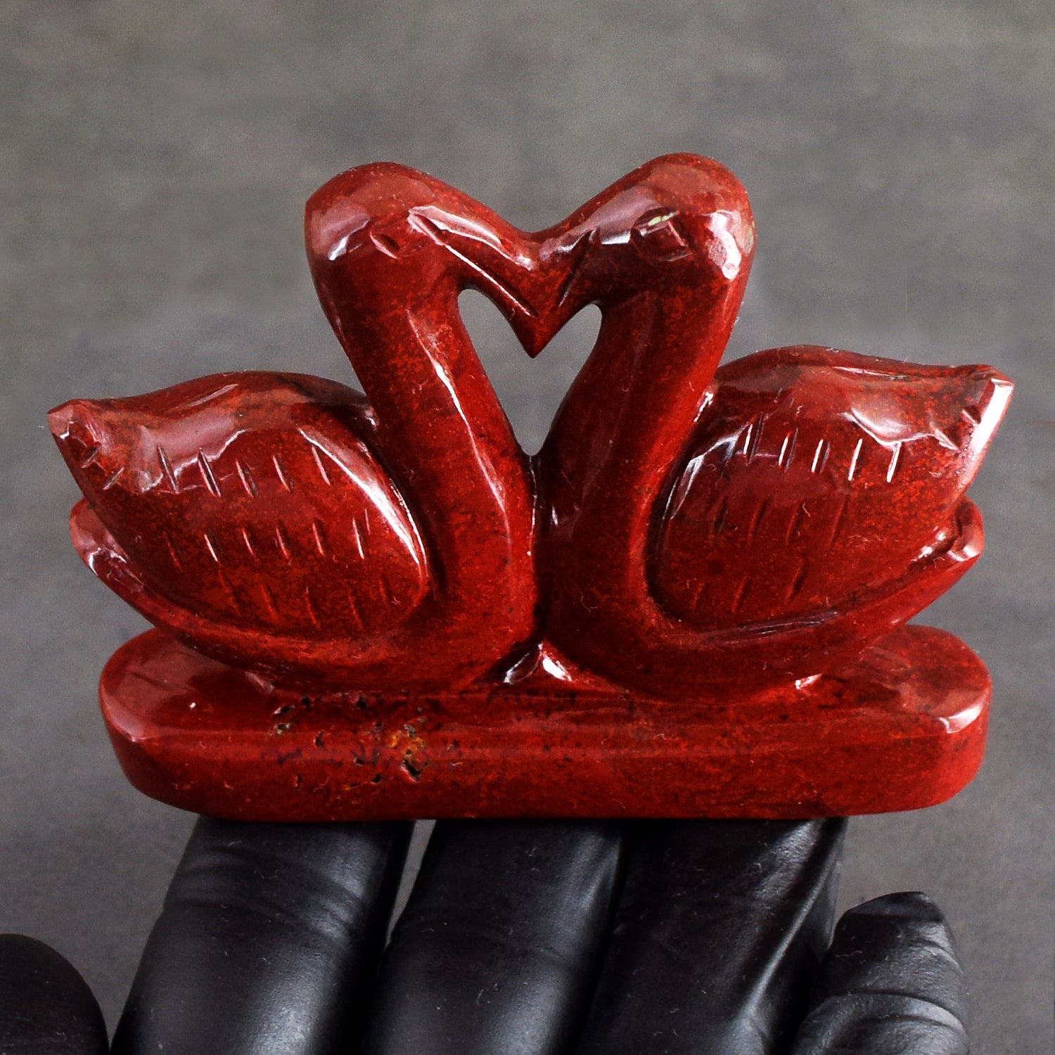 Best Of Best 532.00 Cts Genuine Red Jasper Carved Love Premium Swan Pair