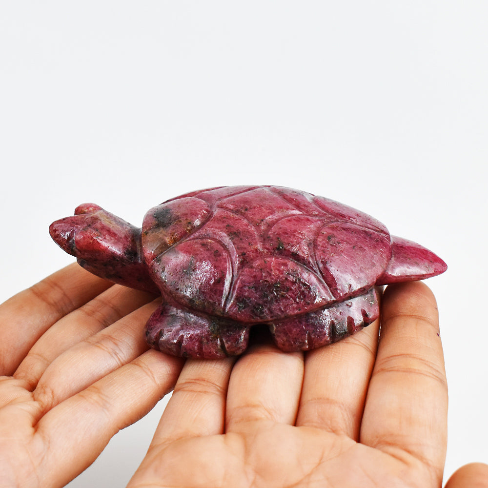 Natural  1368.00 Carats Genuine Pink Rhodonite Hand Carved Crystal  Gemstone Turtle Carving