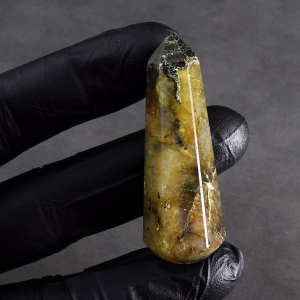 Amazing 97.00 Carats  Genuine Golden Flash Labradorite Hand  Carved  Crystal Gemstone Healing Point