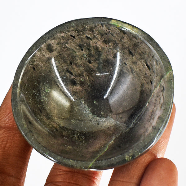 Exclusive  204.00 Carats  Genuine  Rutile  Quartz  Hand  Carved  Crystal  Gemstone Carving Bowl