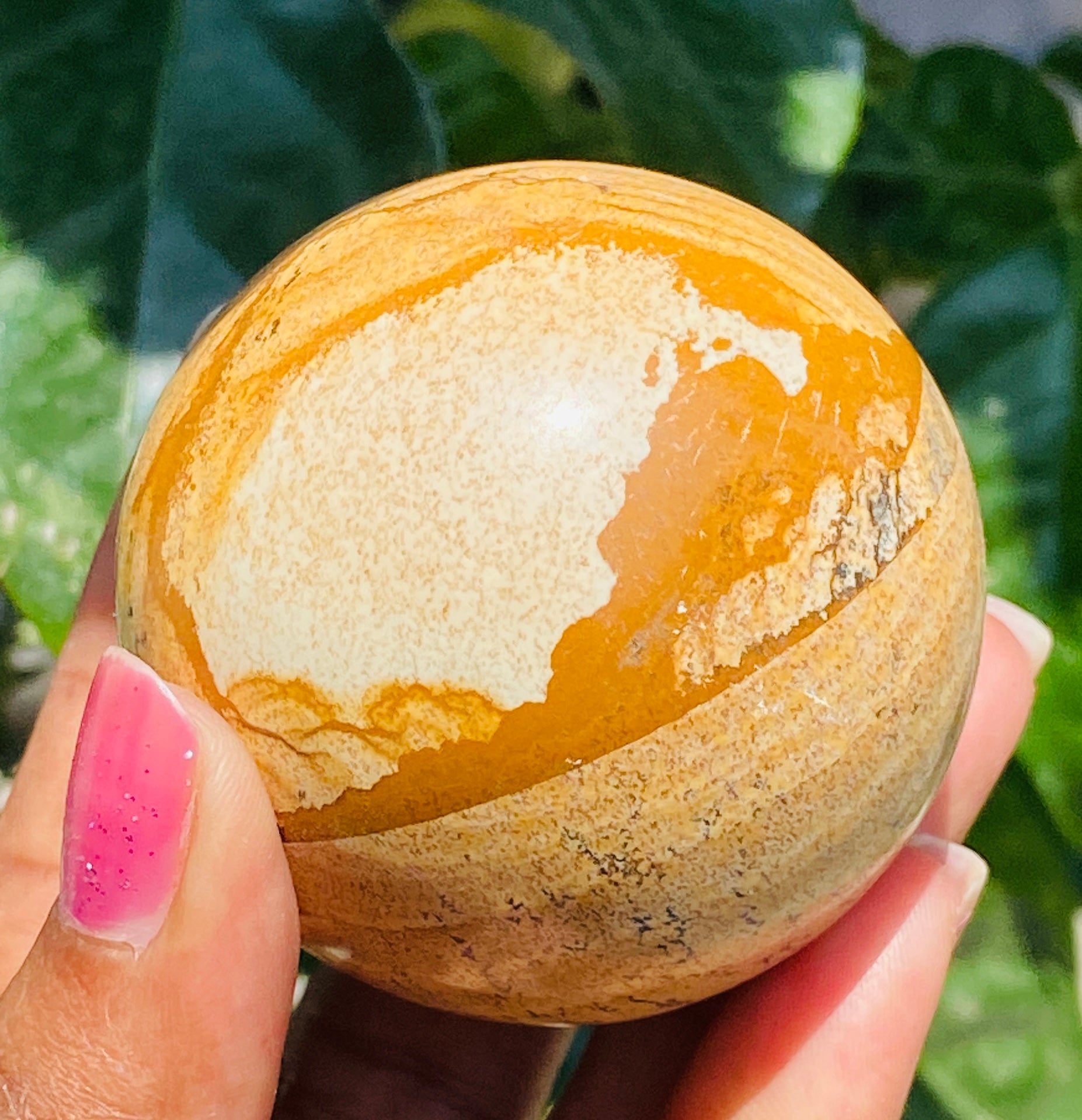 Gorgeous 899.00 Cts Genuine Picture Jasper Hand Carved Crystal Healing Gemstone Sphere