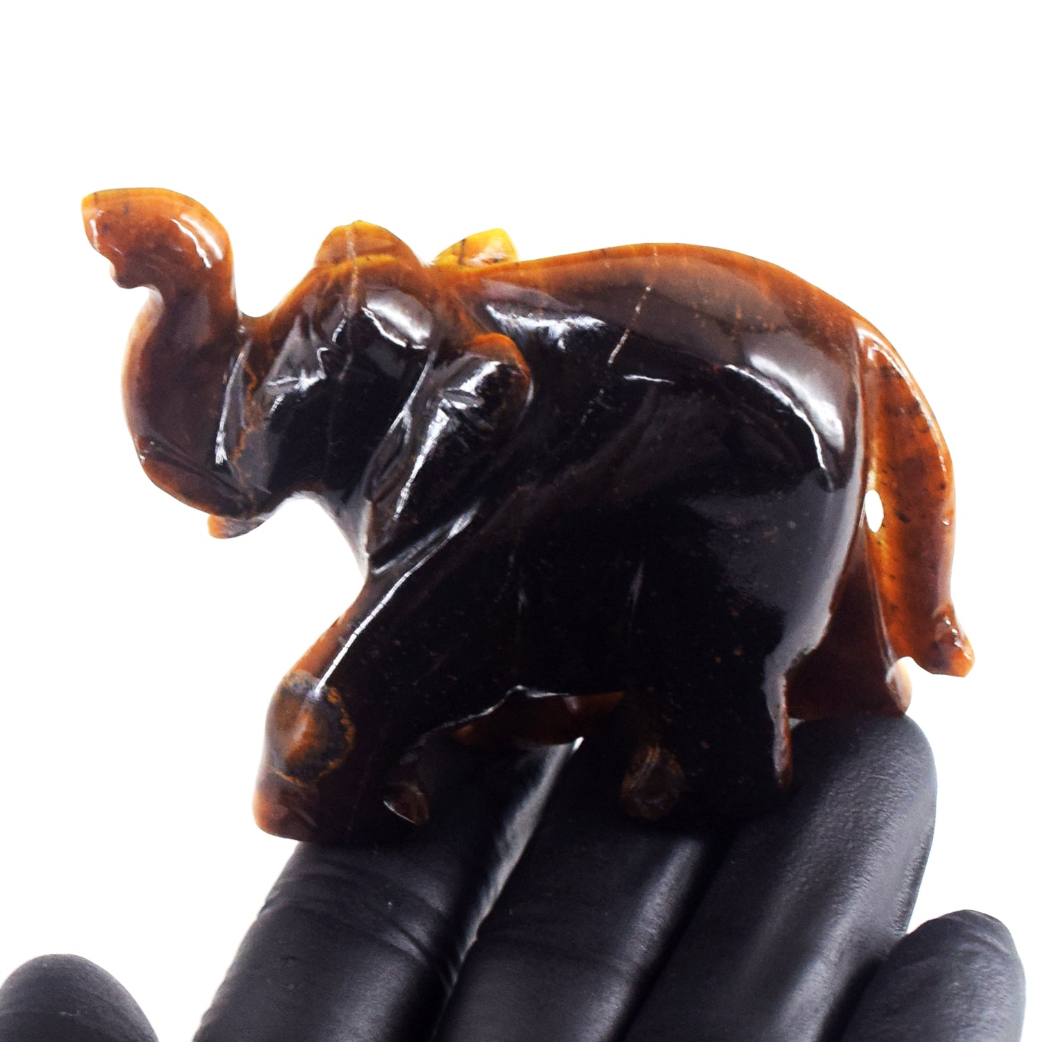 Natural 602.00 Cts Genuine Tiger Eye Crystal Carved Premium Elephant