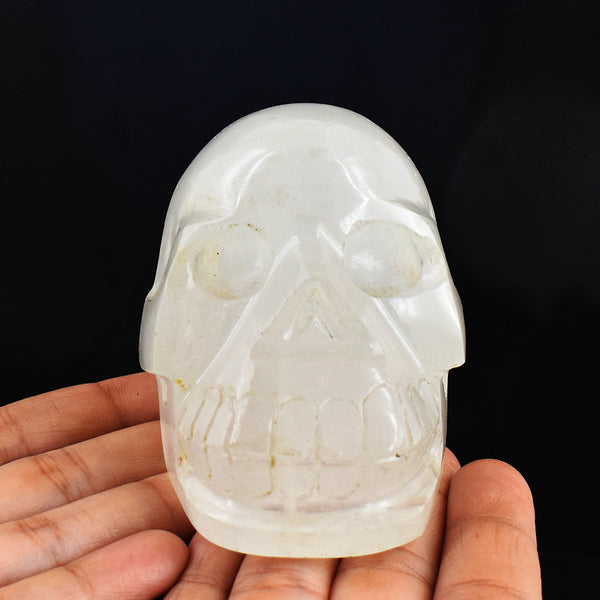 Craftsmen  1901.00 Cts Genuine White Quartz Hand Carved Crystal  Skull Gemstone Carving