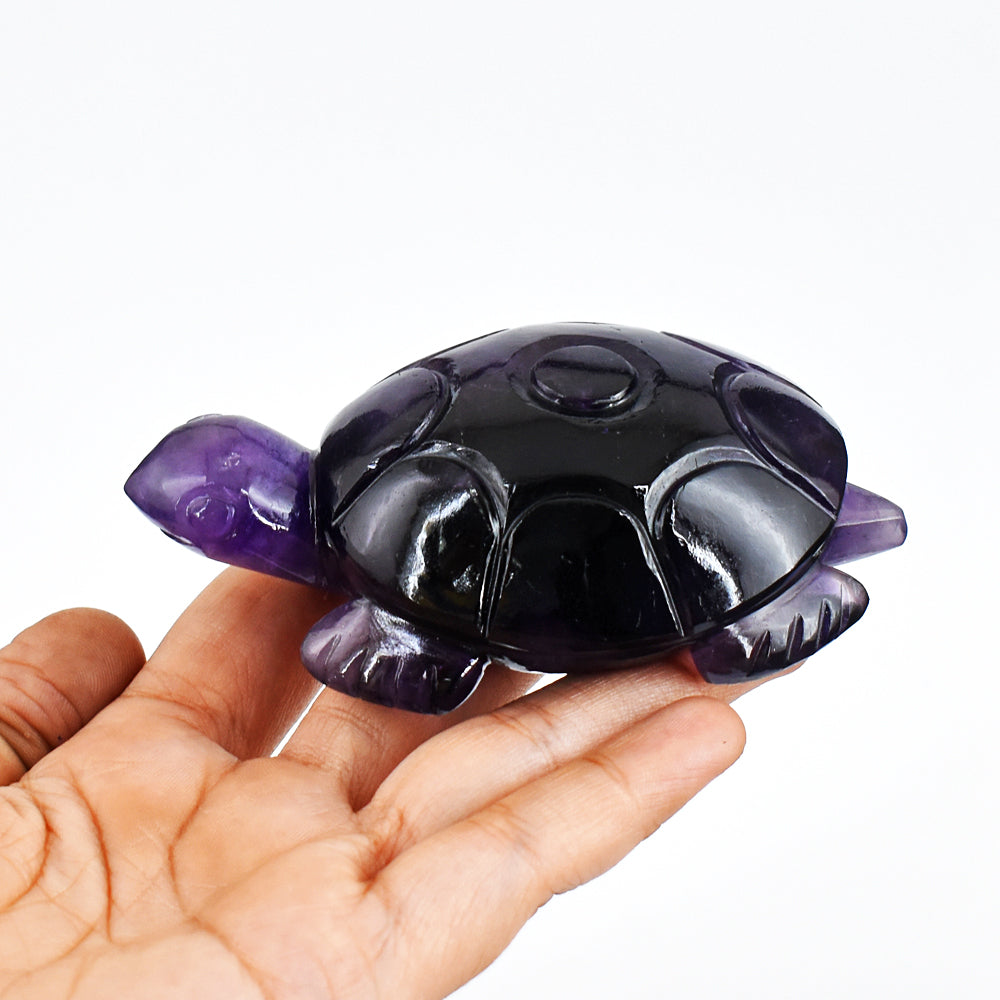 Gorgeous  1162.00 Carats Genuine  Amethyst  Hand Carved Crystal  Gemstone Turtle Carving