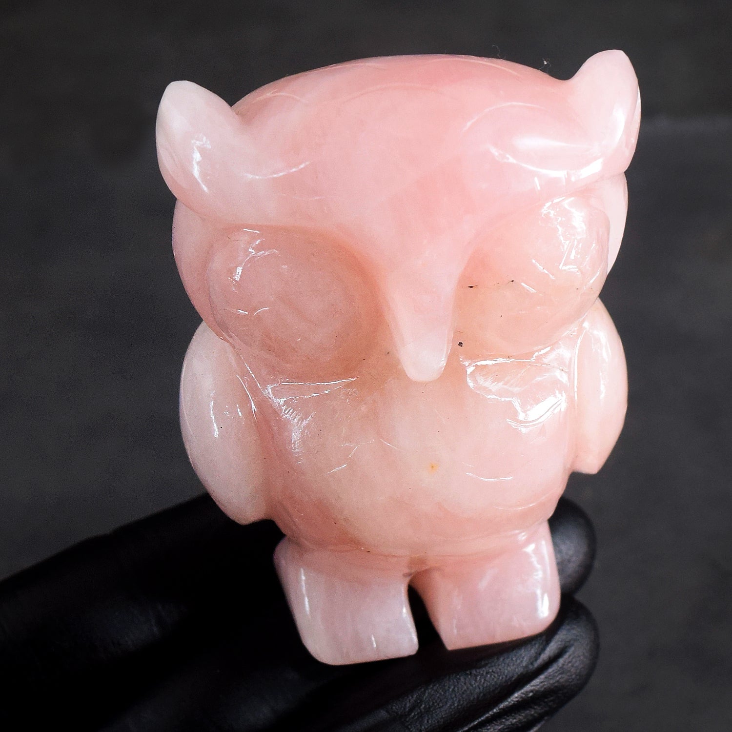 Stunning 955.00 Cts Genuine Pink Rose Quartz Hand Carved Gemstone Premium Owl Crystal