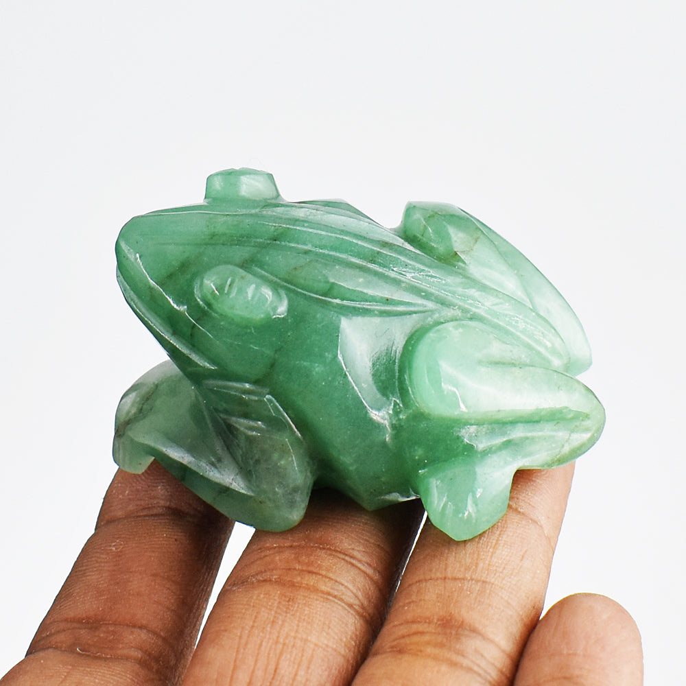 Green Aventurine 408.00 Carats Genuine  Hand Carved  Crystal Gemstone Carving Frog