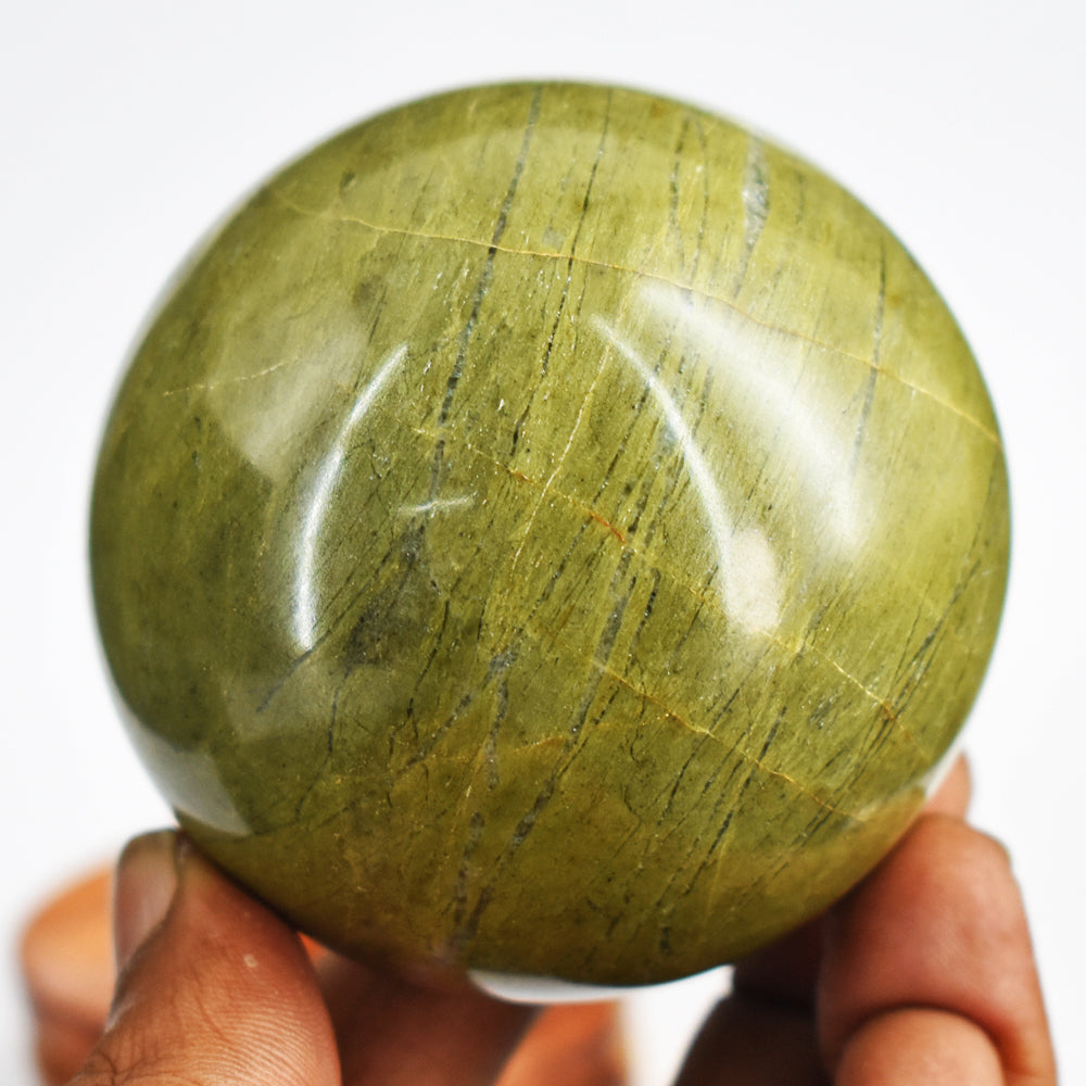 Exclusive 1778.00  Carats Genuine Green Garnet  Hand Carved Healing Sphere