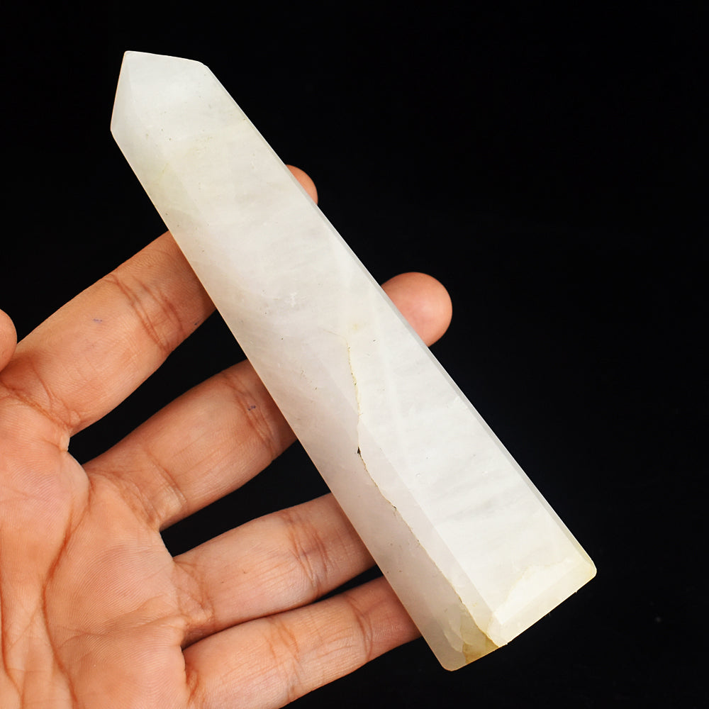 Amazing  815.00 Cts Genuine White Quartz Hand  Carved Healing Crystal Gemstone Tower