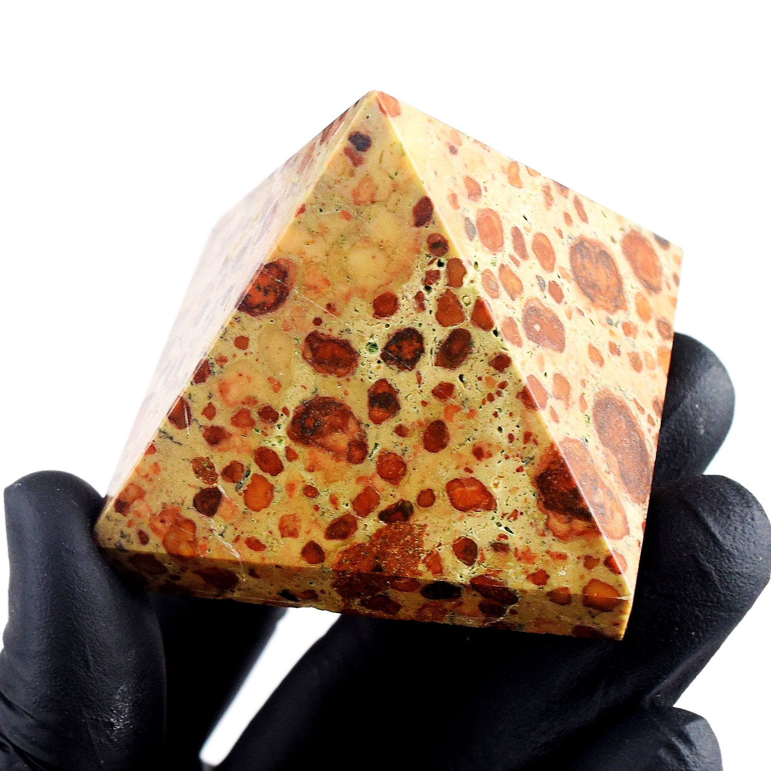 Beautiful 535.00 Cts Genuine Leopard Skin Jasper Healing Divine Crystal Specimen Pyramid