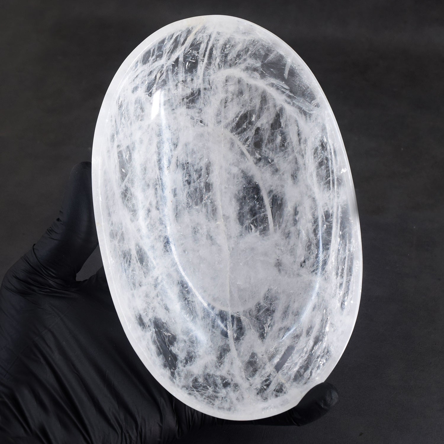 Pretty 1269.00 Carats Genuine White Quartz Hand Carved Crystal Gemstone Carving Big Bowl