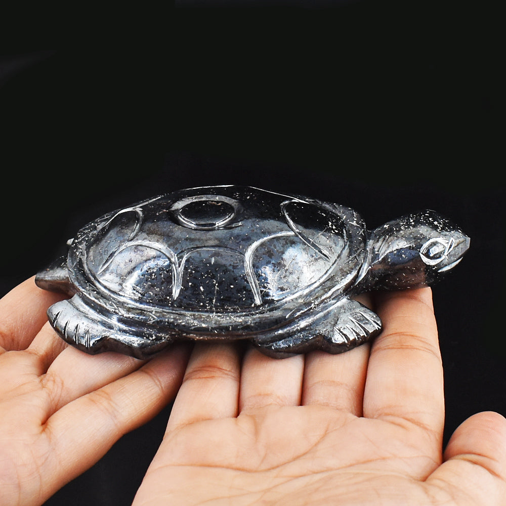 Stunning  2494.00 Carats Genuine  Hematite Hand Carved Crystal Gemstone Turtle Carving