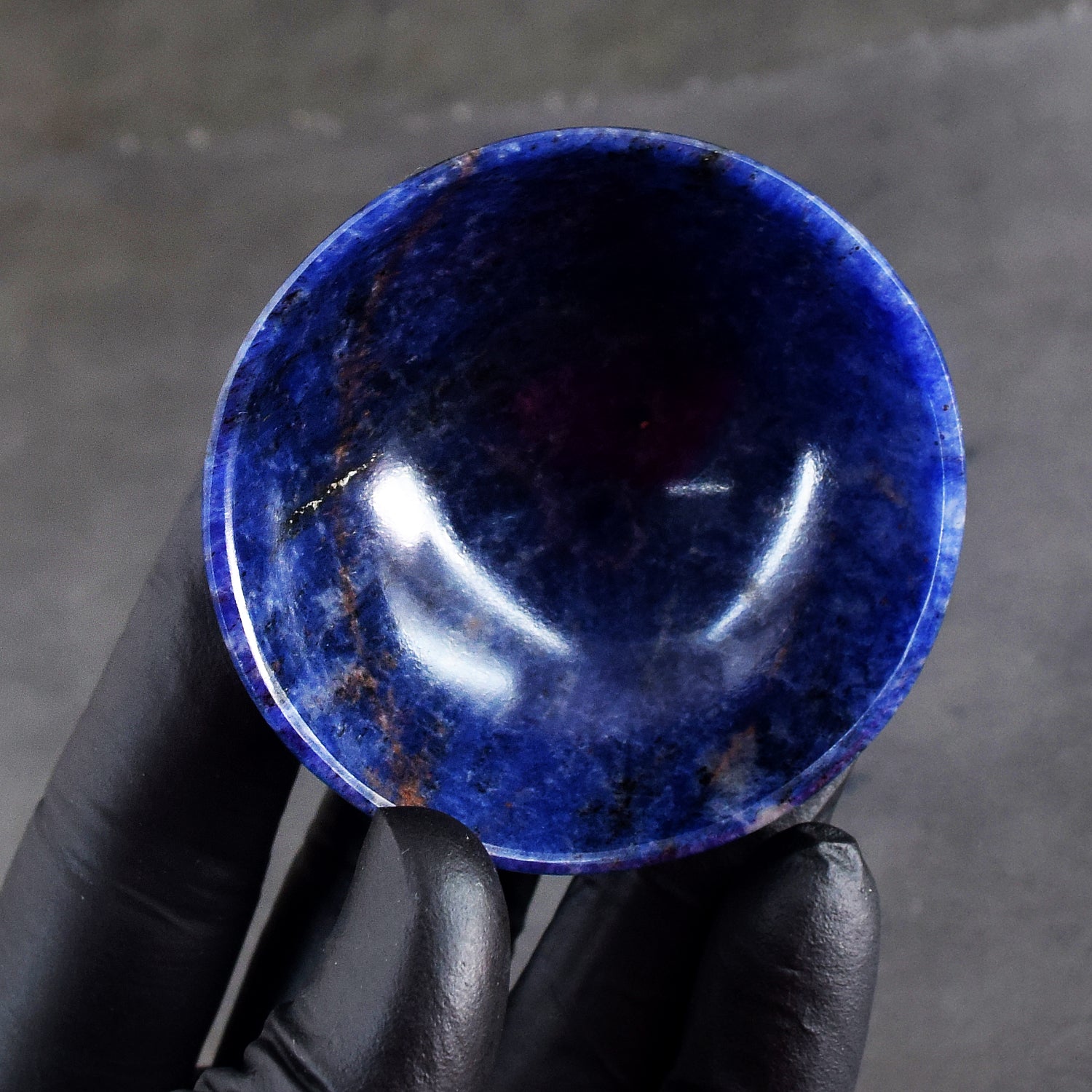 Gorgeous 151.00 Carats Genuine Blue Sodalite Hand Carved Crystal Gemstone Carving Bowl