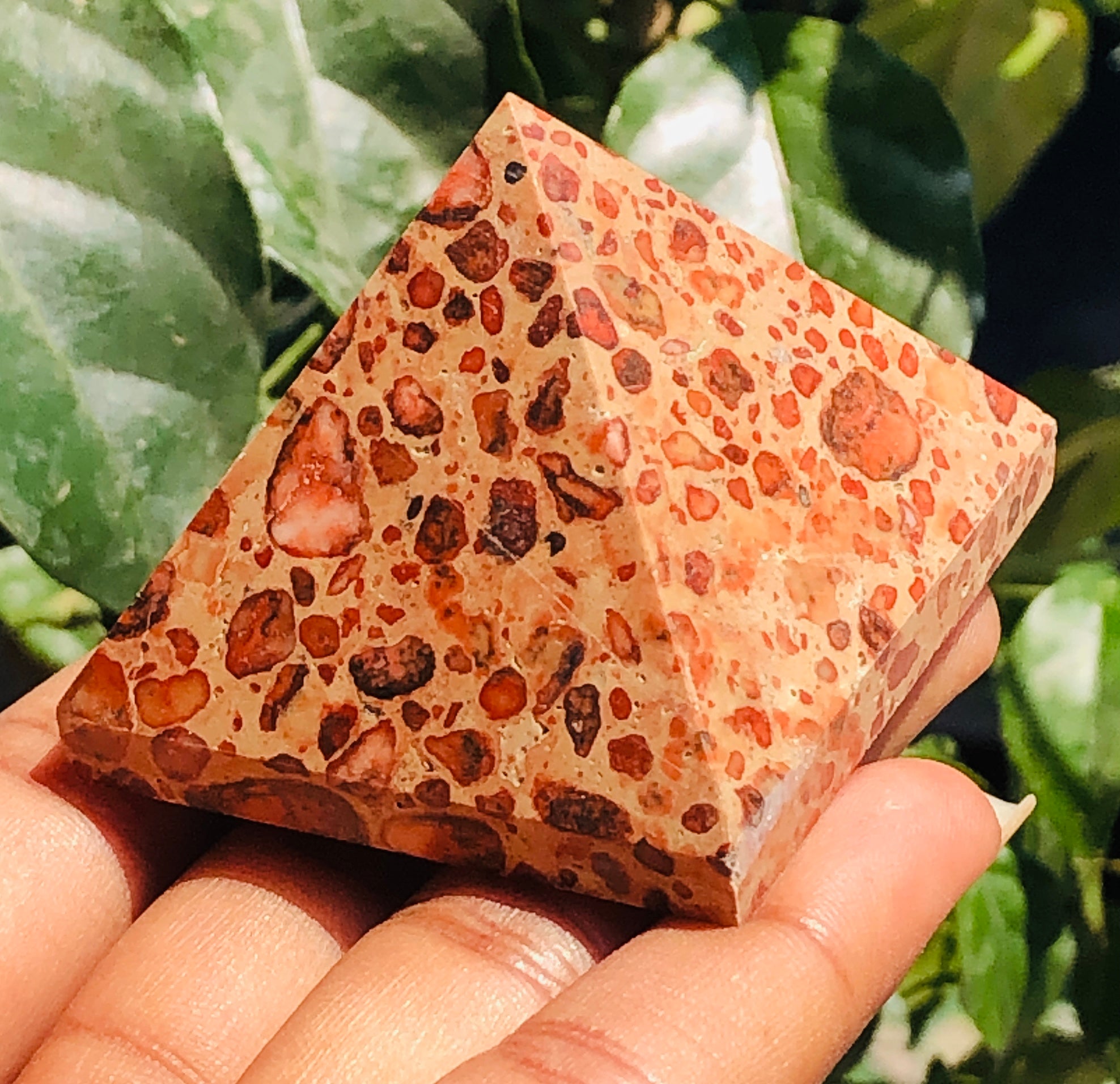 Beautiful 476.00 Cts Genuine Leopard Skin Jasper Healing Divine Crystal Specimen Pyramid