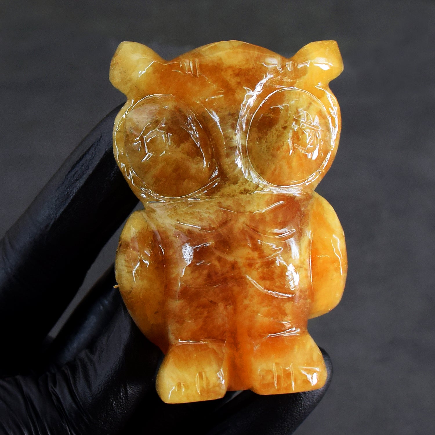 Gorgeous 882.00 Cts Genuine Yellow Rhodochrosite Hand Carved Gemstone Premium Crystal Owl