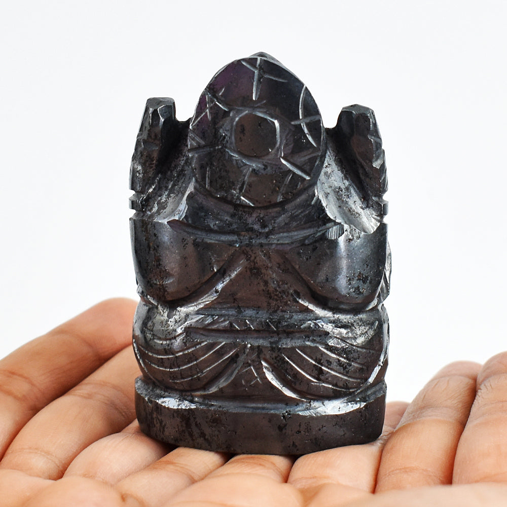 Artisian 1411.00 Carats Genuine Hematite  Hand Carved Crystal  Gemstone Lord Ganesha Carving