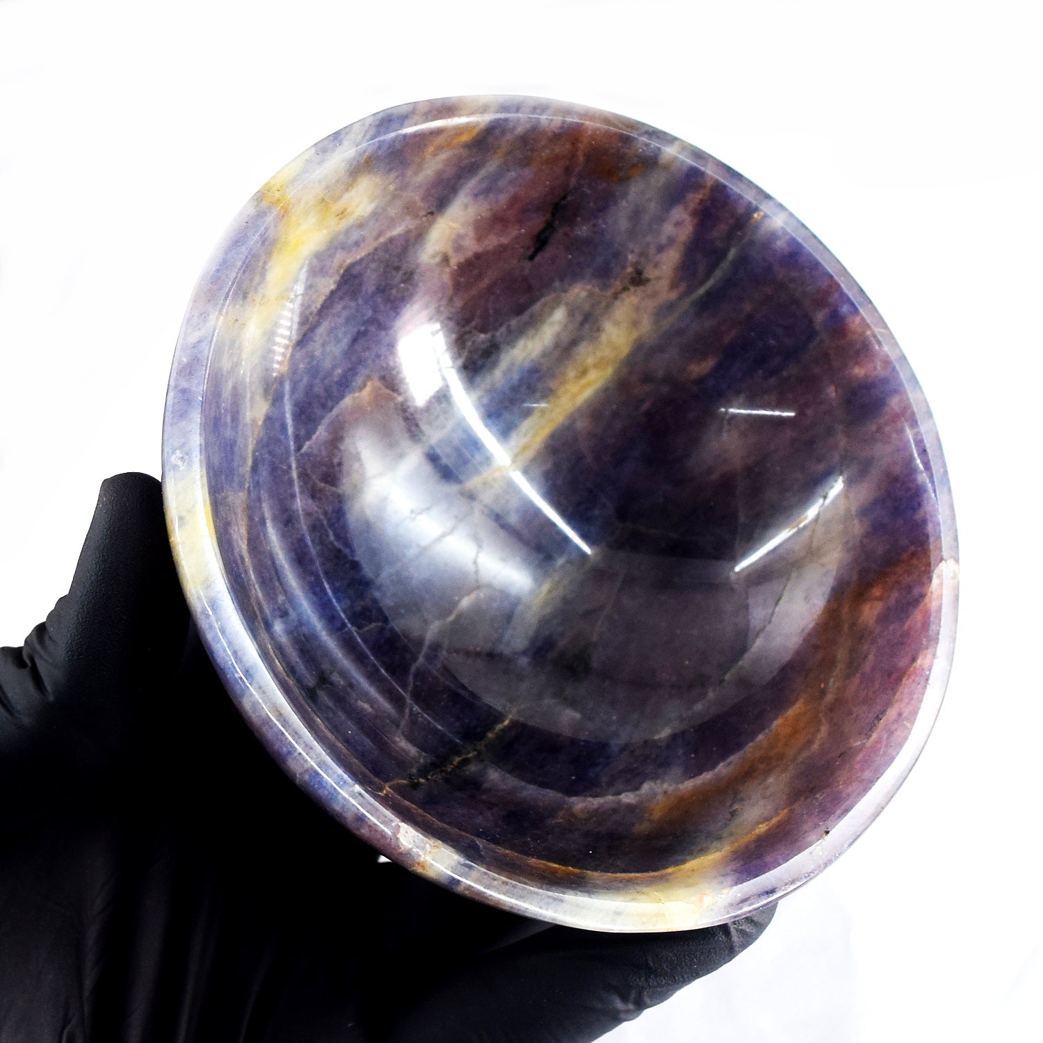Precious Stone 1200.00 Carats Genuine Iolite Hand Carved Crystal Gemstone Carving Big Bowl
