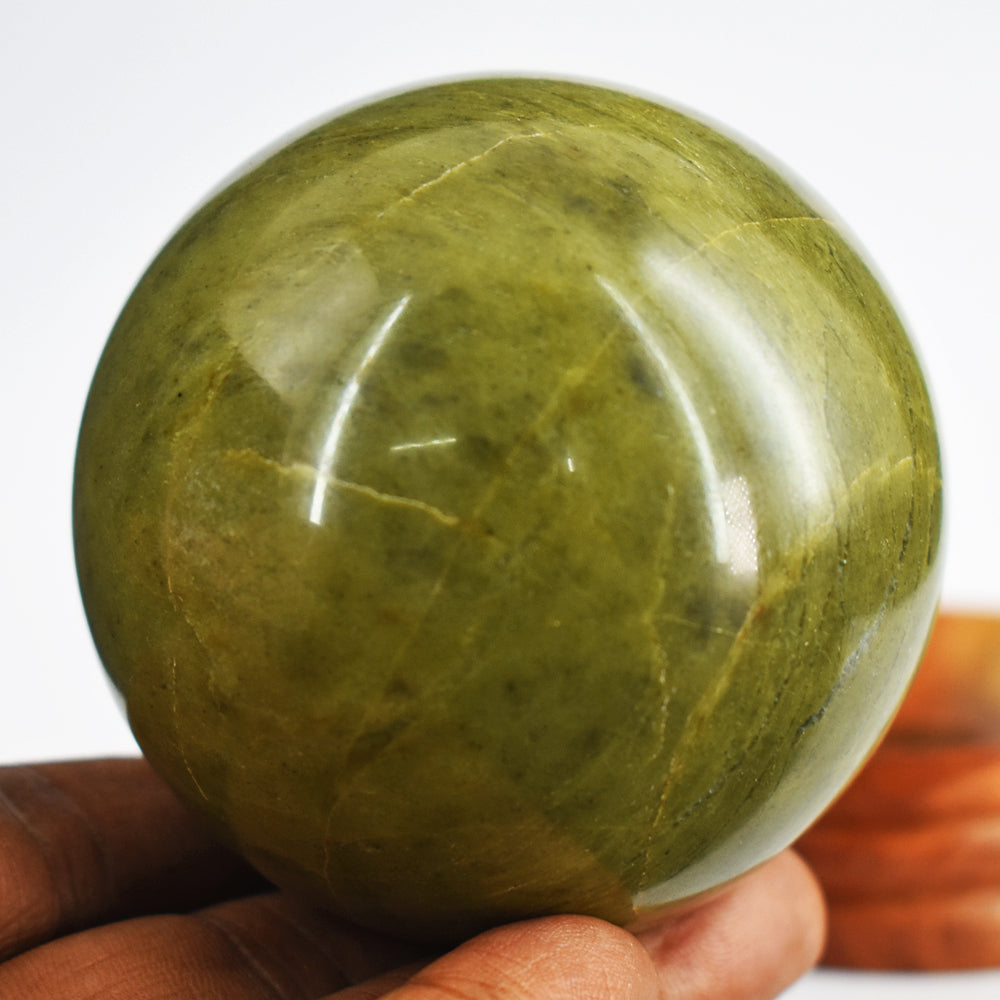 Exclusive 1778.00  Carats Genuine Green Garnet  Hand Carved Healing Sphere