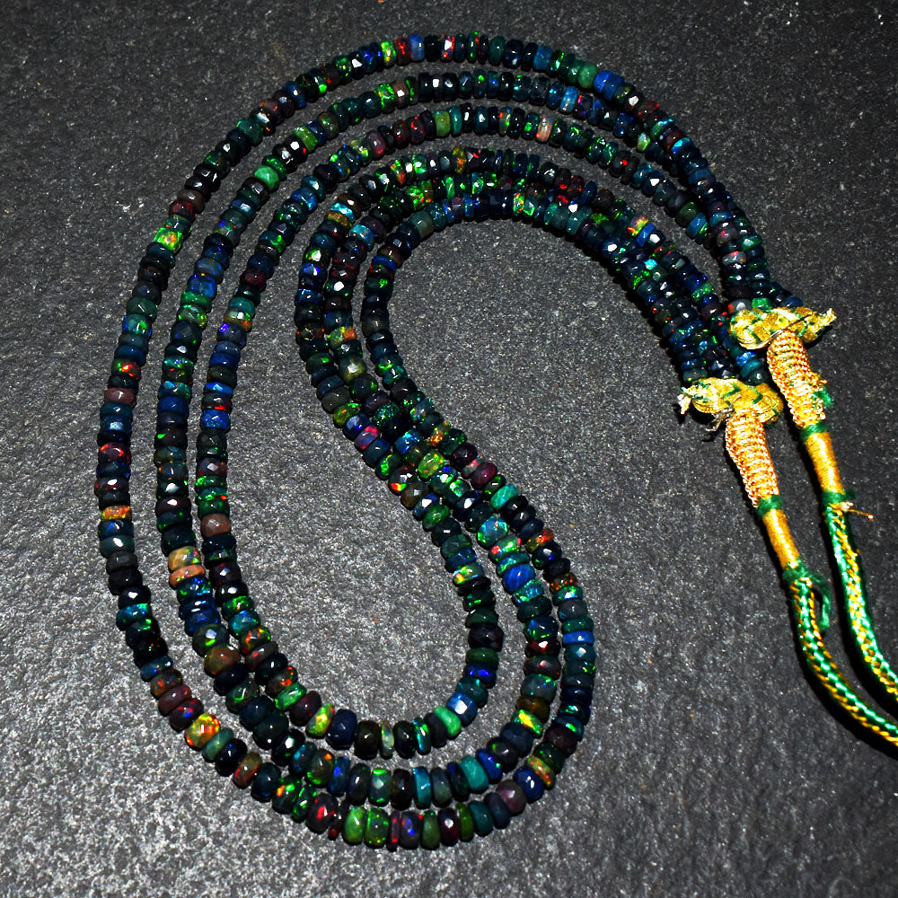 Mega Sale - 100% Fabulous  157.00 Cts Genuine Ethiopian Opal Faceted Beads Necklace