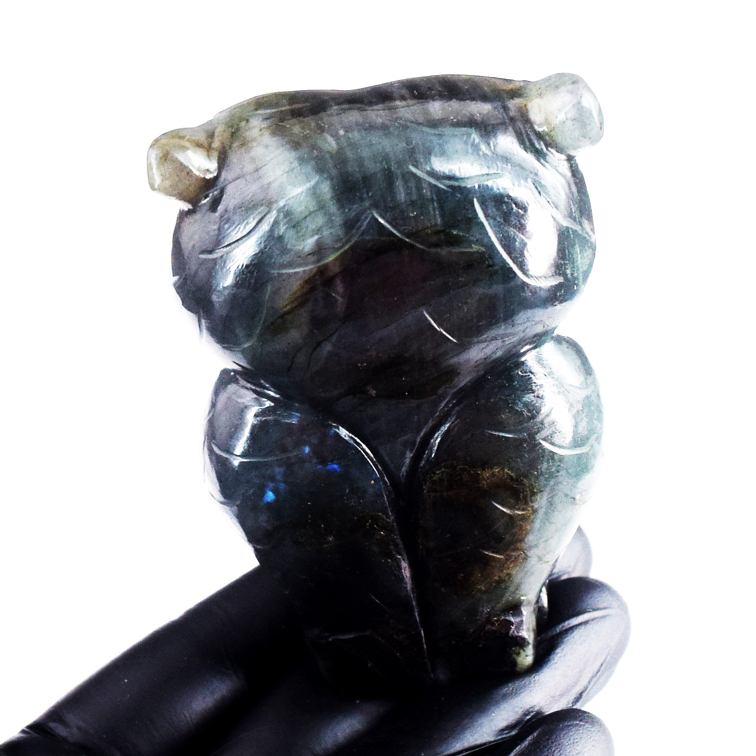 Stunning 1023.00 Cts Genuine Orange Flash Labradorite Hand Carved Premium Crystal Owl