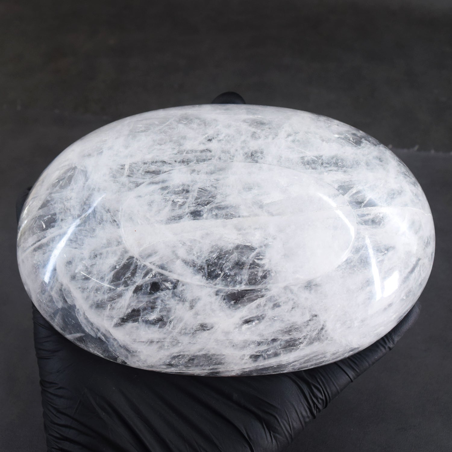 Pretty 1269.00 Carats Genuine White Quartz Hand Carved Crystal Gemstone Carving Big Bowl