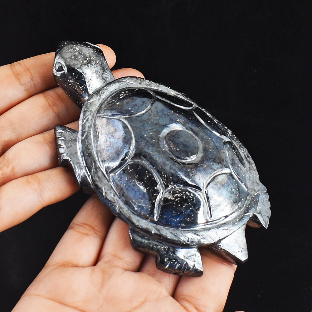 Stunning  2494.00 Carats Genuine  Hematite Hand Carved Crystal Gemstone Turtle Carving