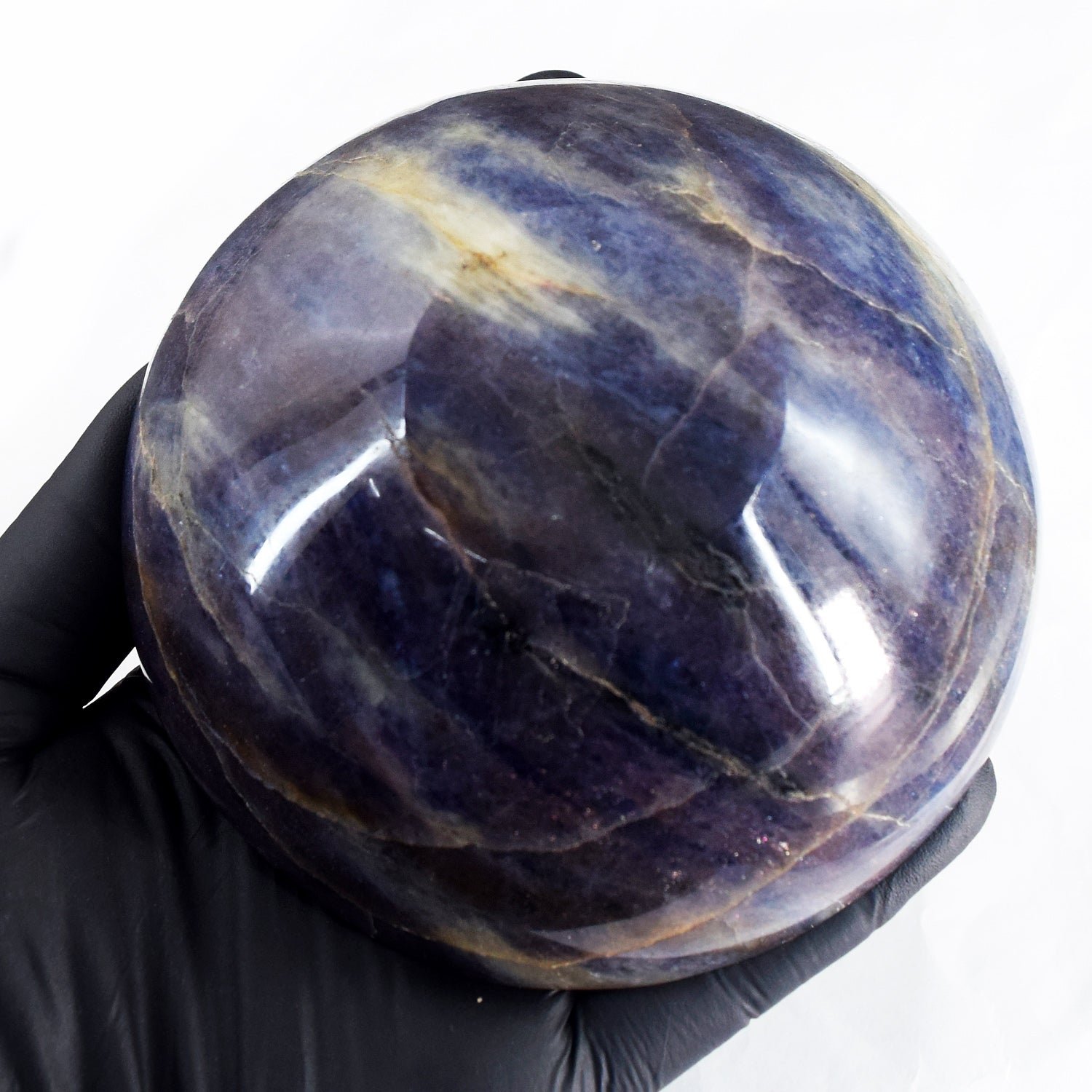 Precious Stone 1200.00 Carats Genuine Iolite Hand Carved Crystal Gemstone Carving Big Bowl