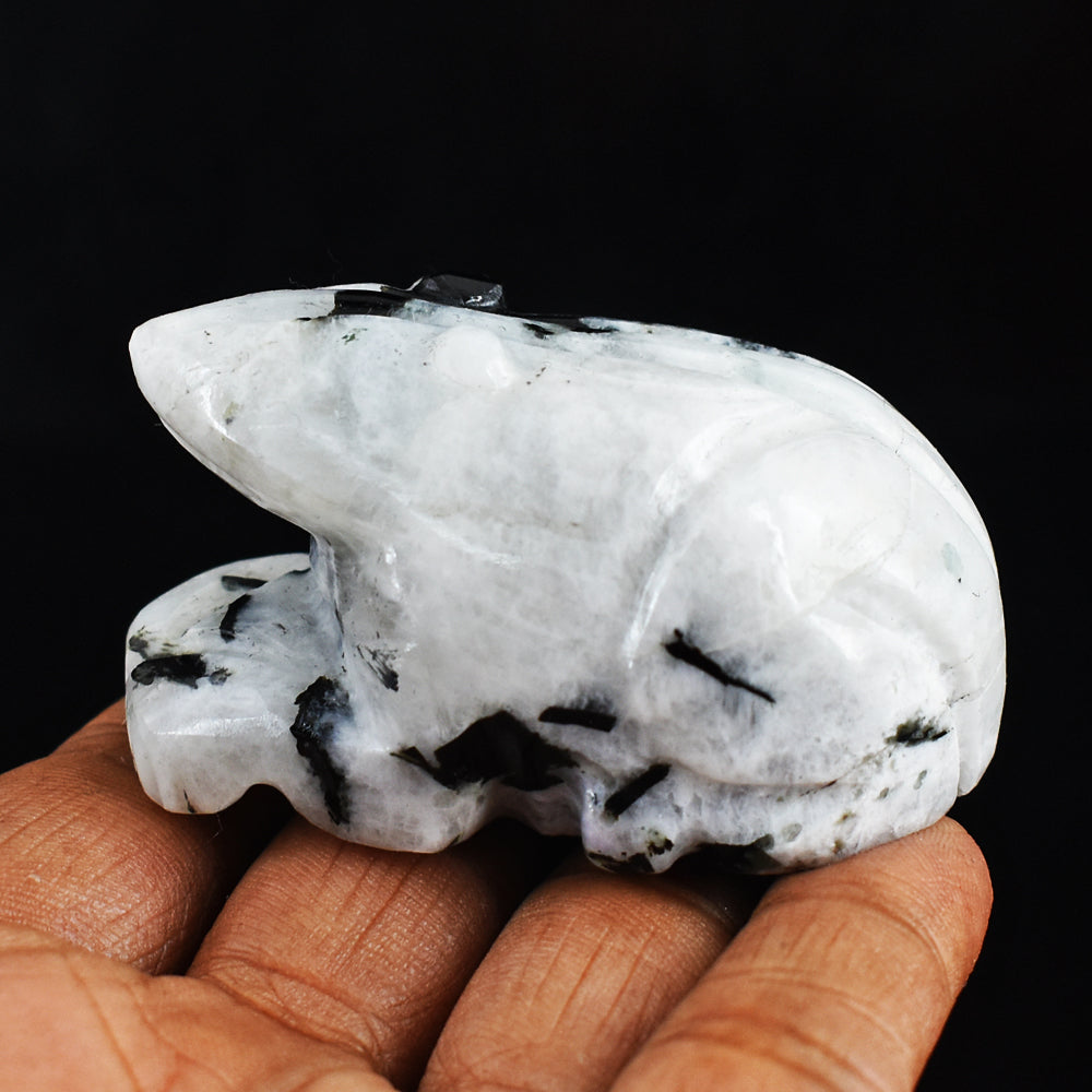 Exclusive 467.00 Carats  Genuine Moonstone  Hand Carved  Crystal Moonstone Frog  Gemstone Carving