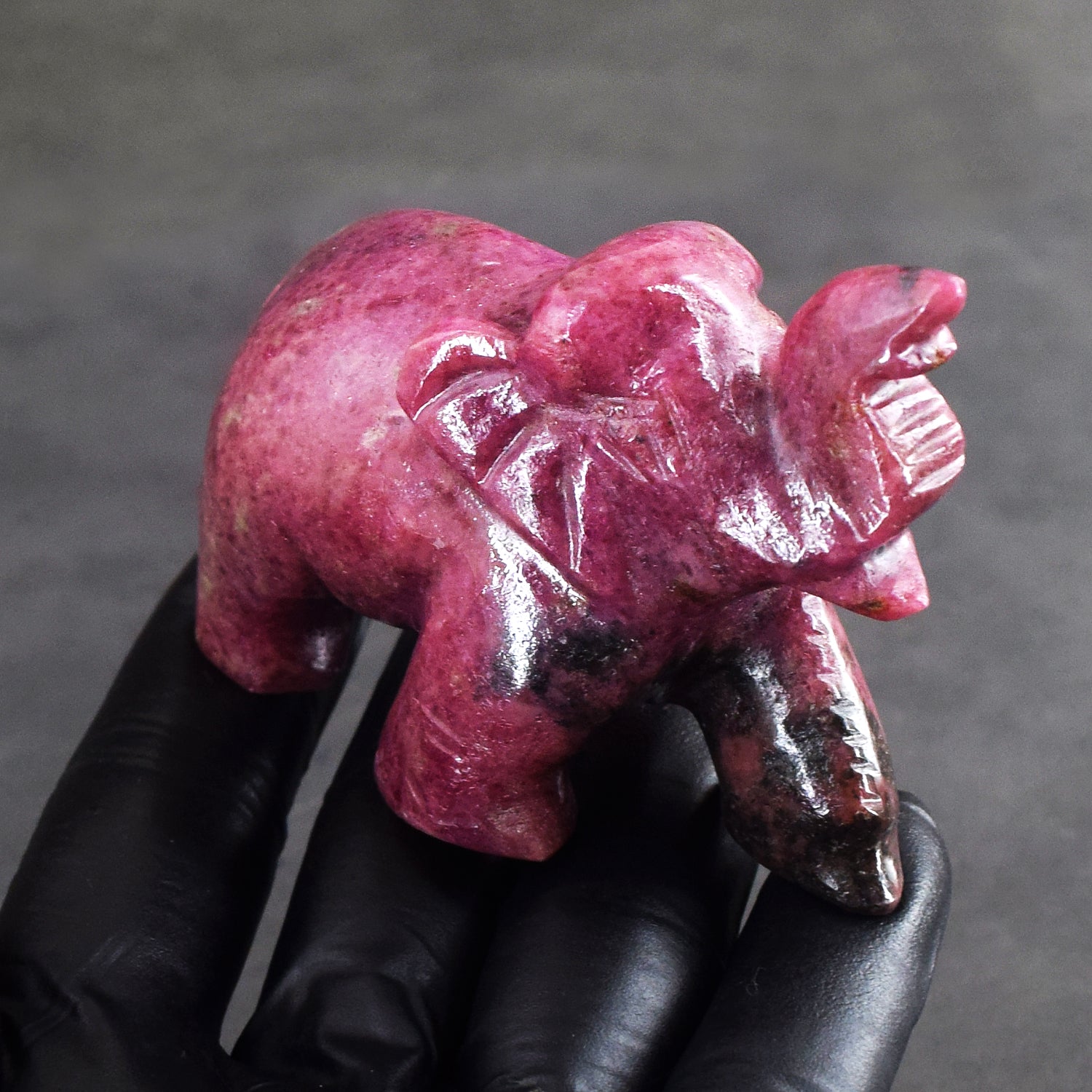 Awesome 868.00 Cts Genuine Pink Rhodonite Crystal Carved Premium Elephant