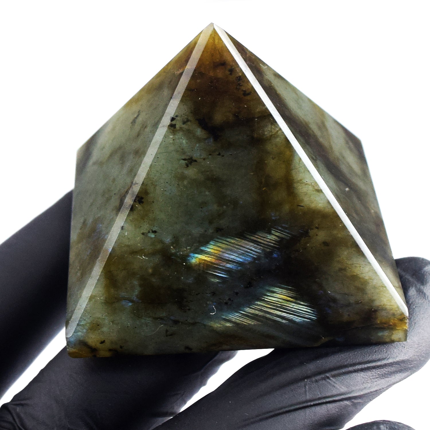 Beautiful 684.00 Cts Genuine Labradorite Crystal Specimen Healing Divine Pyramid