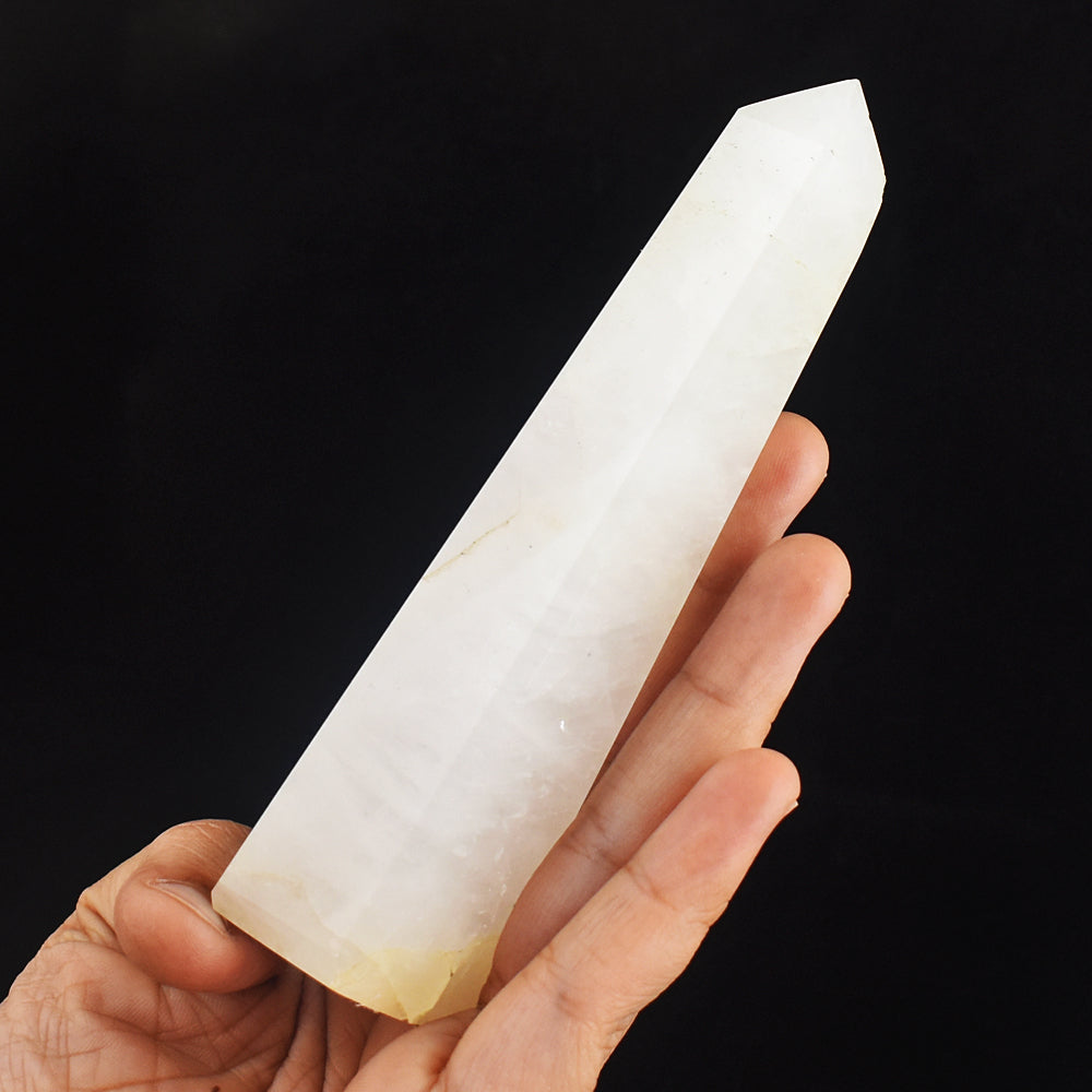 Amazing  815.00 Cts Genuine White Quartz Hand  Carved Healing Crystal Gemstone Tower