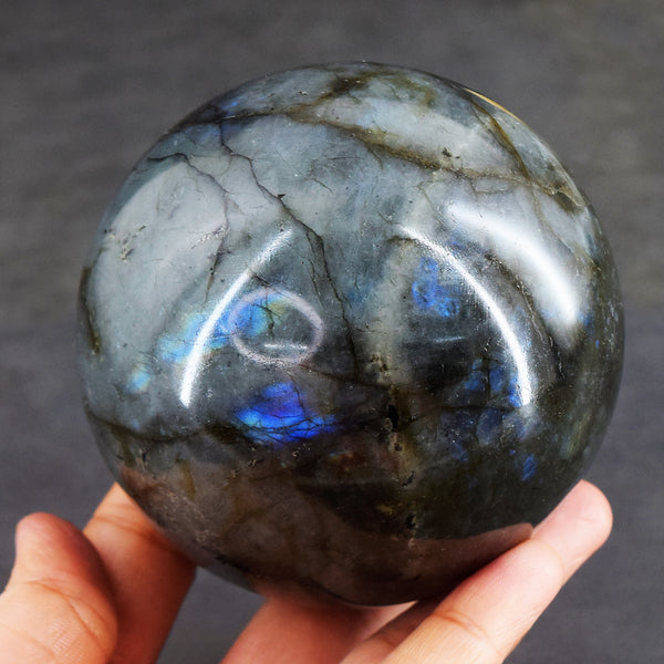 Pleasing 4369.00 Cts Genuine Blue Flash Labradorite Healing Crystal Specimen Premium Sphere