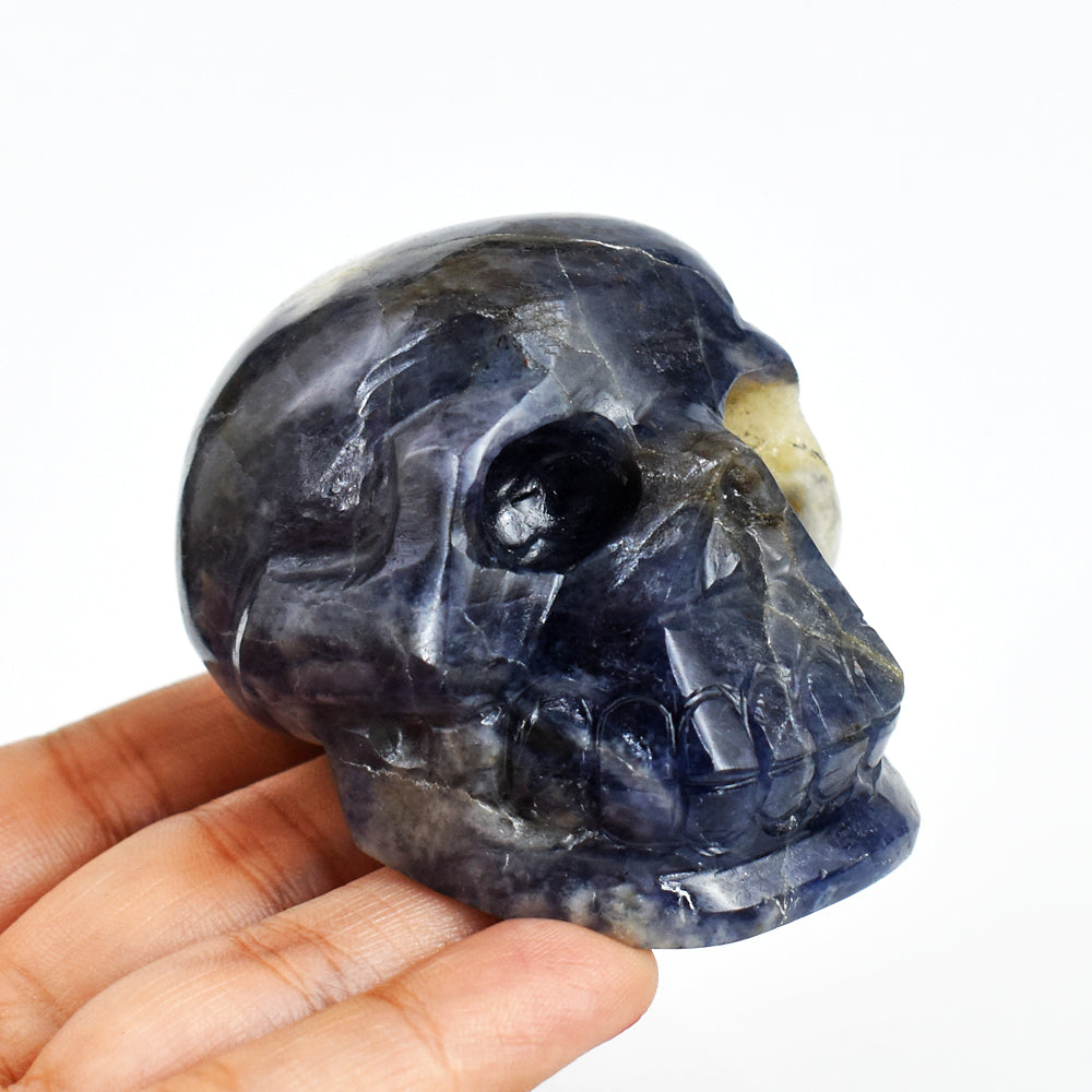 Craftsmen  911.00 Carats  Genuine Iolite  Hand Carved Crystal Skull  Gemstone  Carving