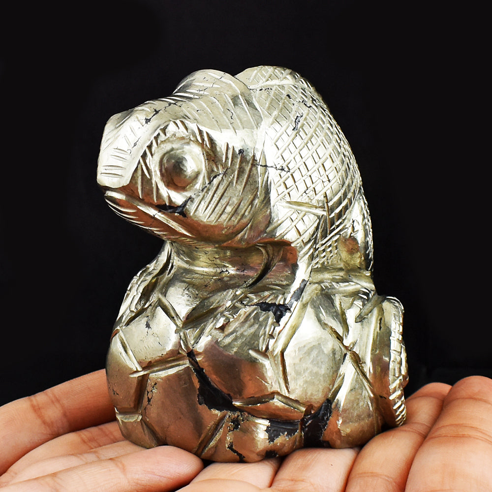 Craftsmen  4856.00 Cts Genuine Pyrite Hand Carved Crystal Gemstone Chameleon Carving