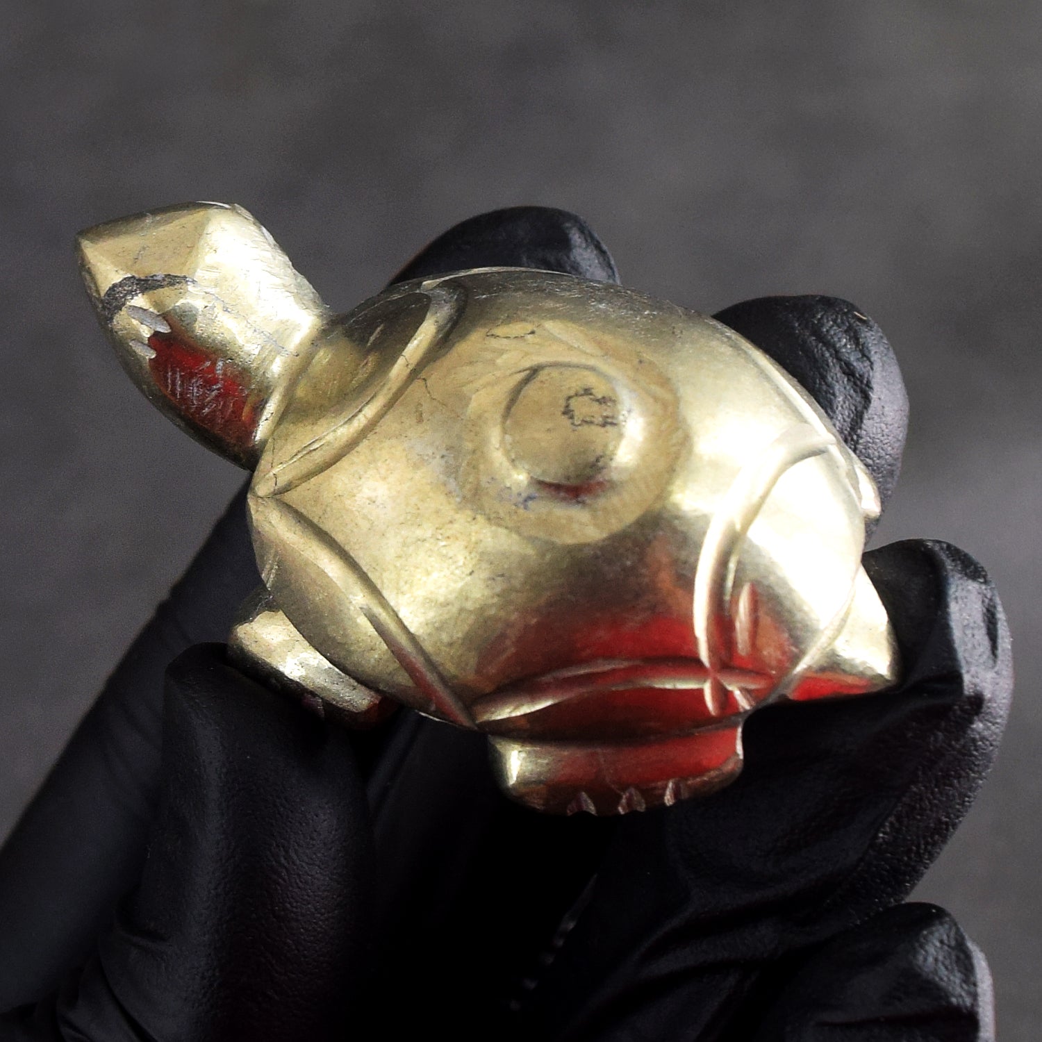 Morbid 297.00 Cts Genuine Pyrite Hand Carved Premium Gemstone Turtle Crystal