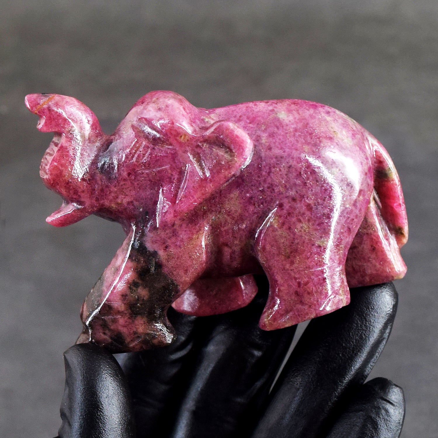 Awesome 868.00 Cts Genuine Pink Rhodonite Crystal Carved Premium Elephant