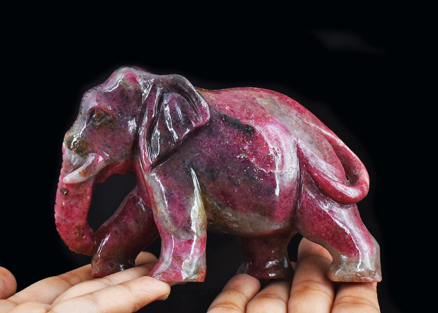 Stunning  3246.00 Cts Genuine Rhodonite Hand Carved  Crystal Gemstone Carving Elephant