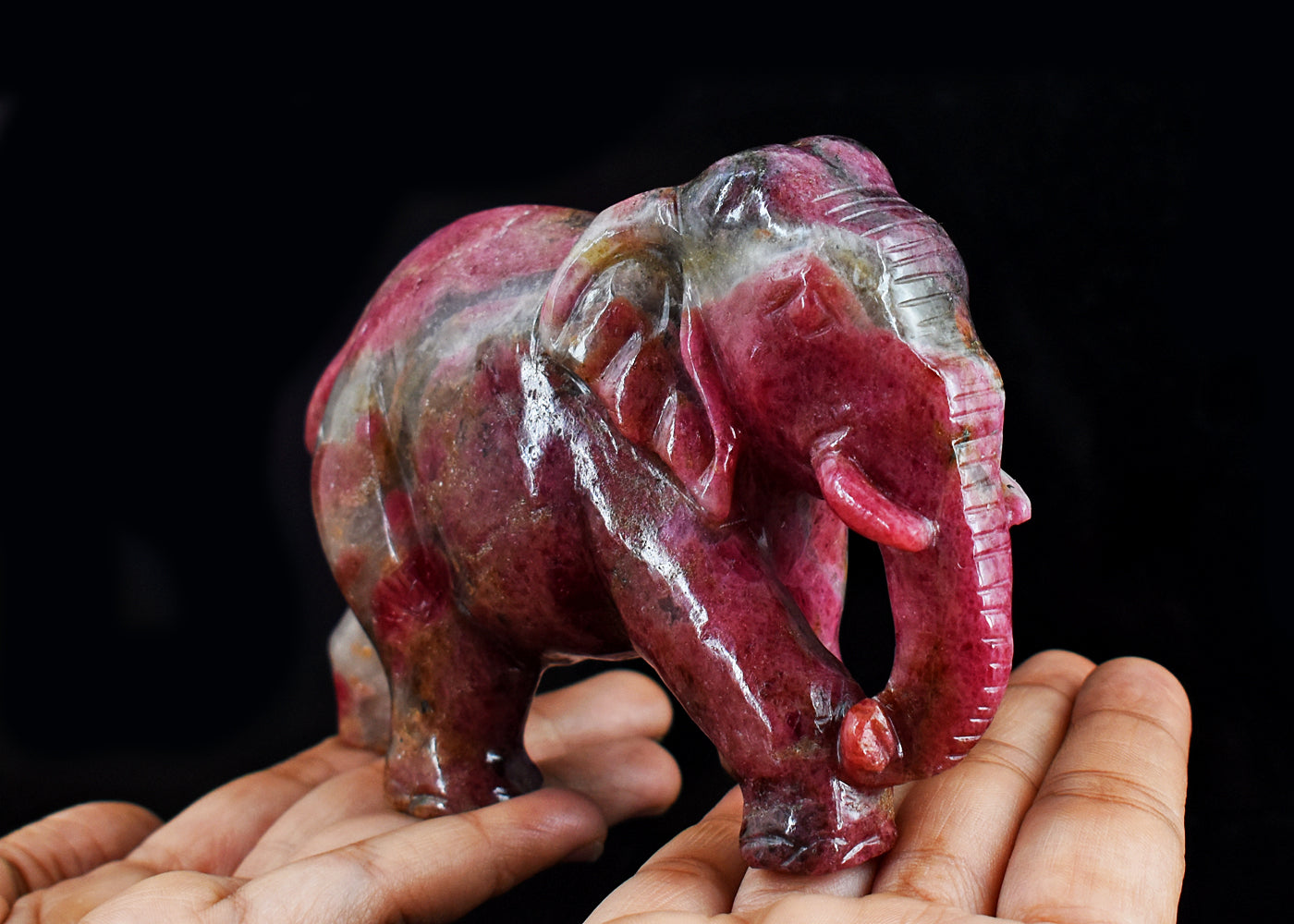 Stunning  3246.00 Cts Genuine Rhodonite Hand Carved  Crystal Gemstone Carving Elephant