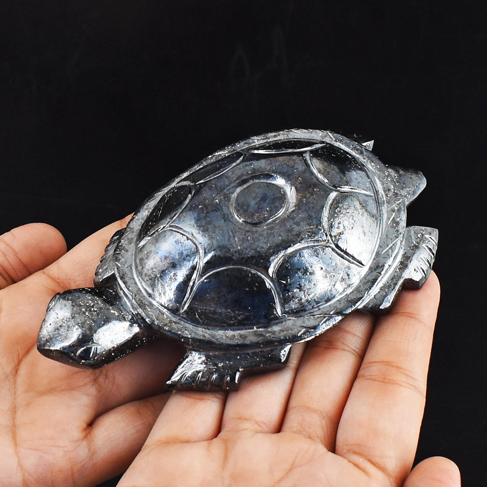 Stunning  2494.00 Carats Genuine  Hematite Hand Carved Crystal Gemstone Turtle Carving