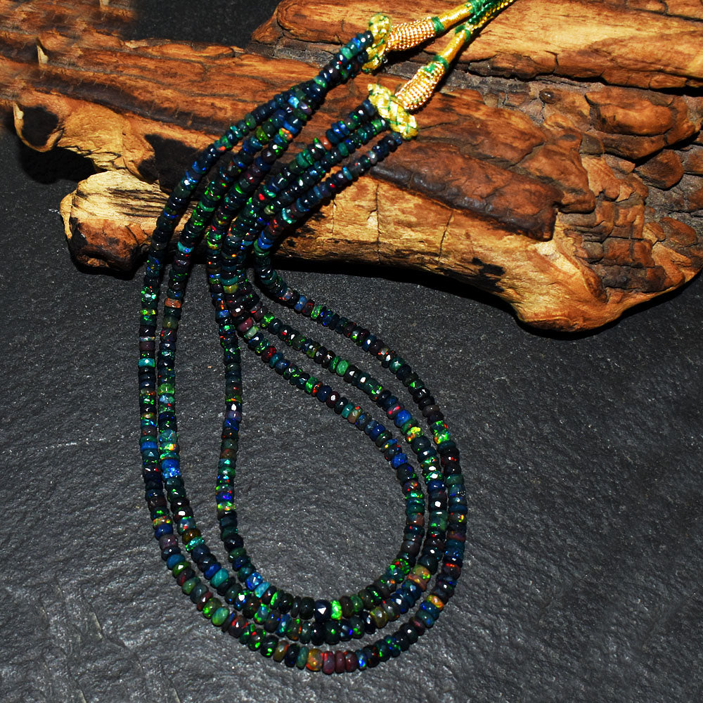 Mega Sale - 100% Fabulous  157.00 Cts Genuine Ethiopian Opal Faceted Beads Necklace