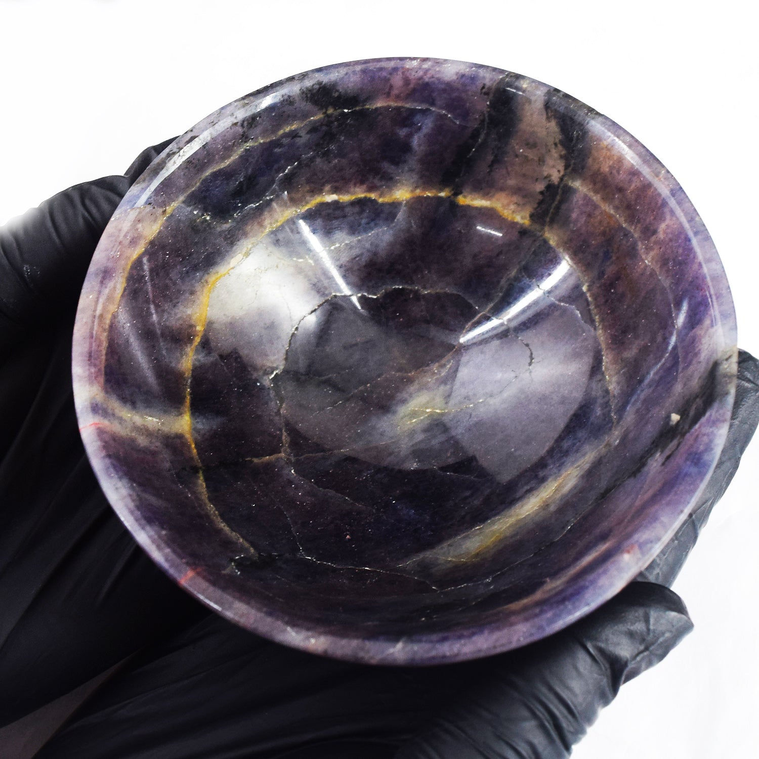Precious Stone 1200.00 Carats Genuine Iolite Hand Carved Crystal Gemstone Carving Big Bowl
