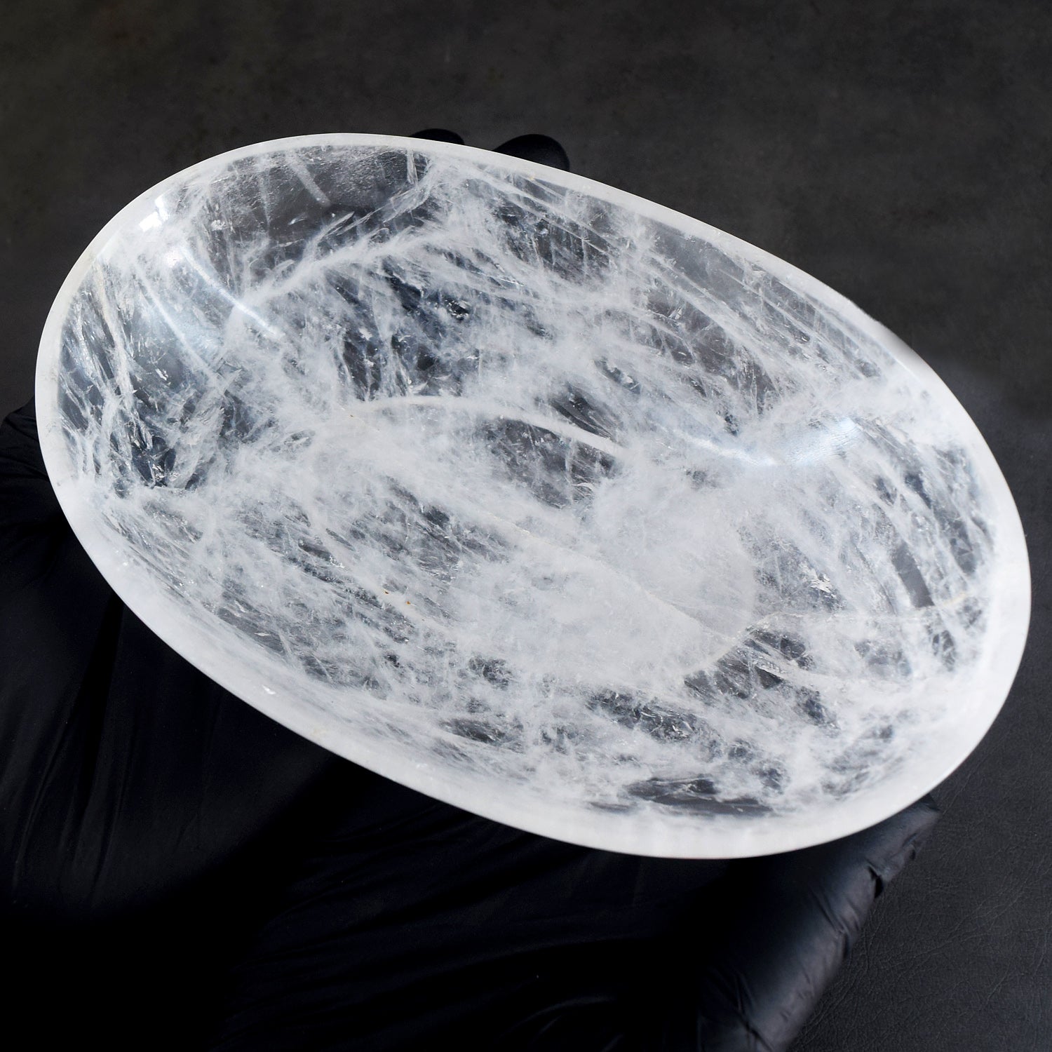Pretty 1269.00 Carats Genuine White Quartz Hand Carved Crystal Gemstone Carving Big Bowl