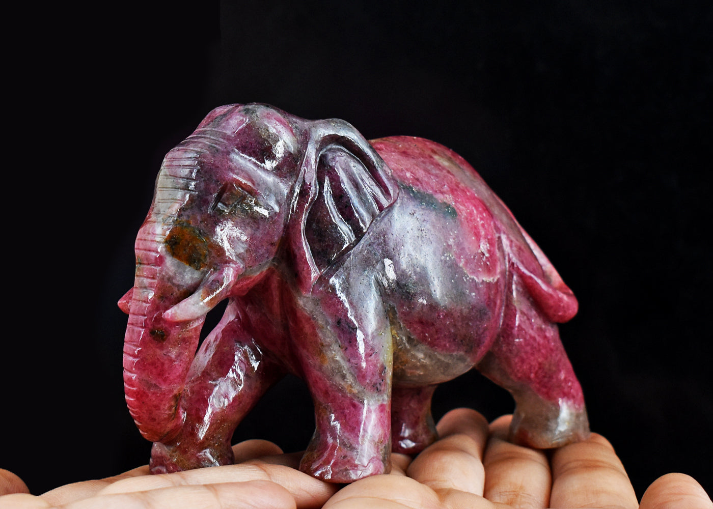 Stunning  3246.00 Cts Genuine Rhodonite Hand Carved  Crystal Gemstone Carving Elephant