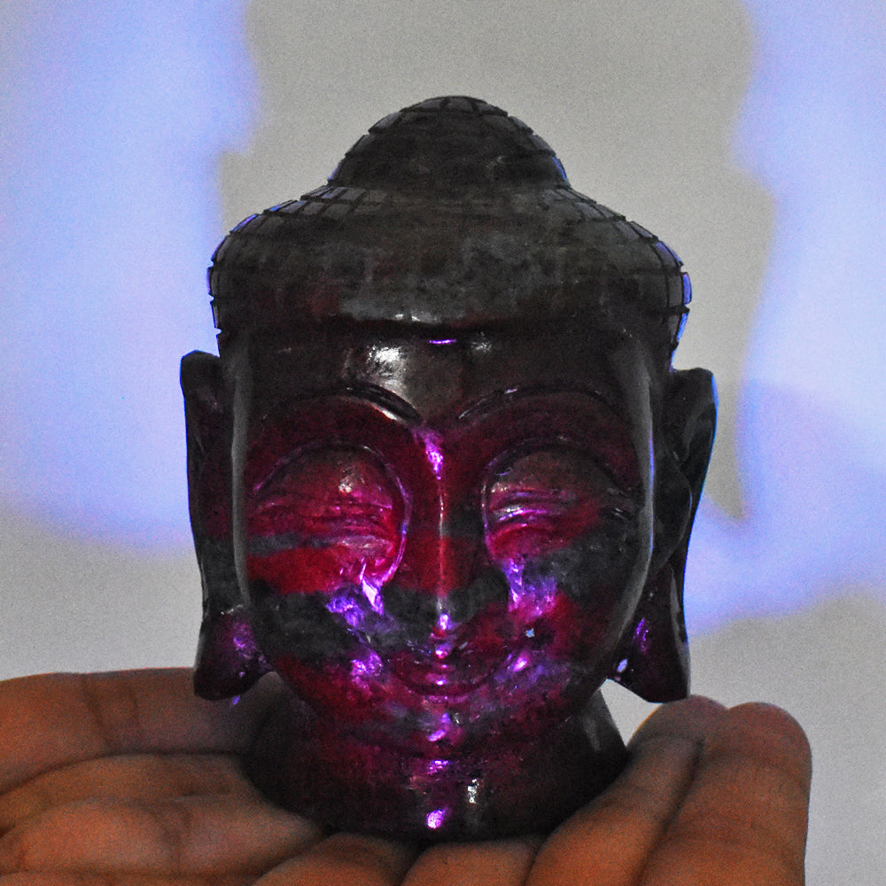 Amazing 4013.00 Carats Genuine Ruby In Kyanite Crystal Hand Carved Lord Buddha Head Gemstone Carving