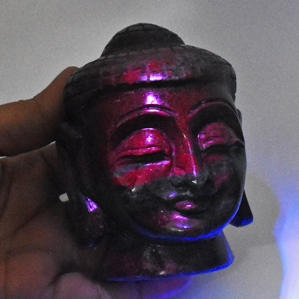 Amazing 4013.00 Carats Genuine Ruby In Kyanite Crystal Hand Carved Lord Buddha Head Gemstone Carving