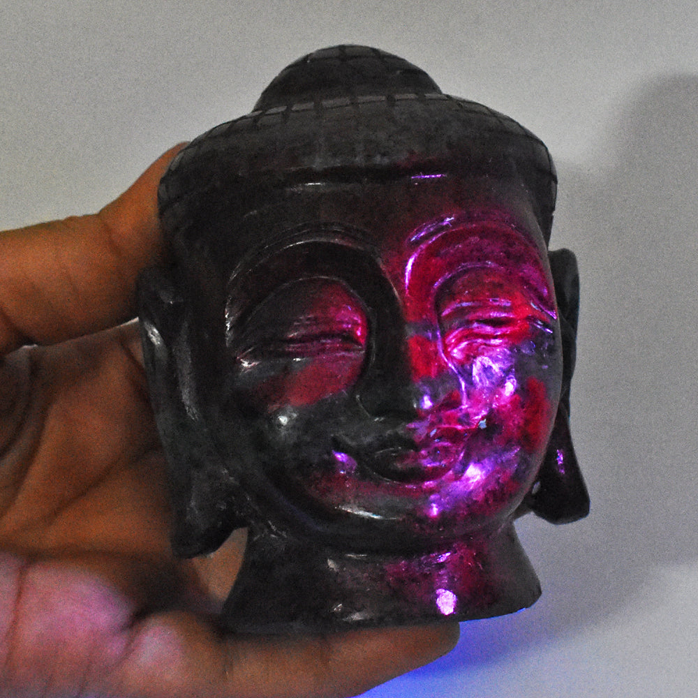 Amazing 4013.00 Carats Genuine Ruby In Kyanite Crystal Hand Carved Lord Buddha Head Gemstone Carving