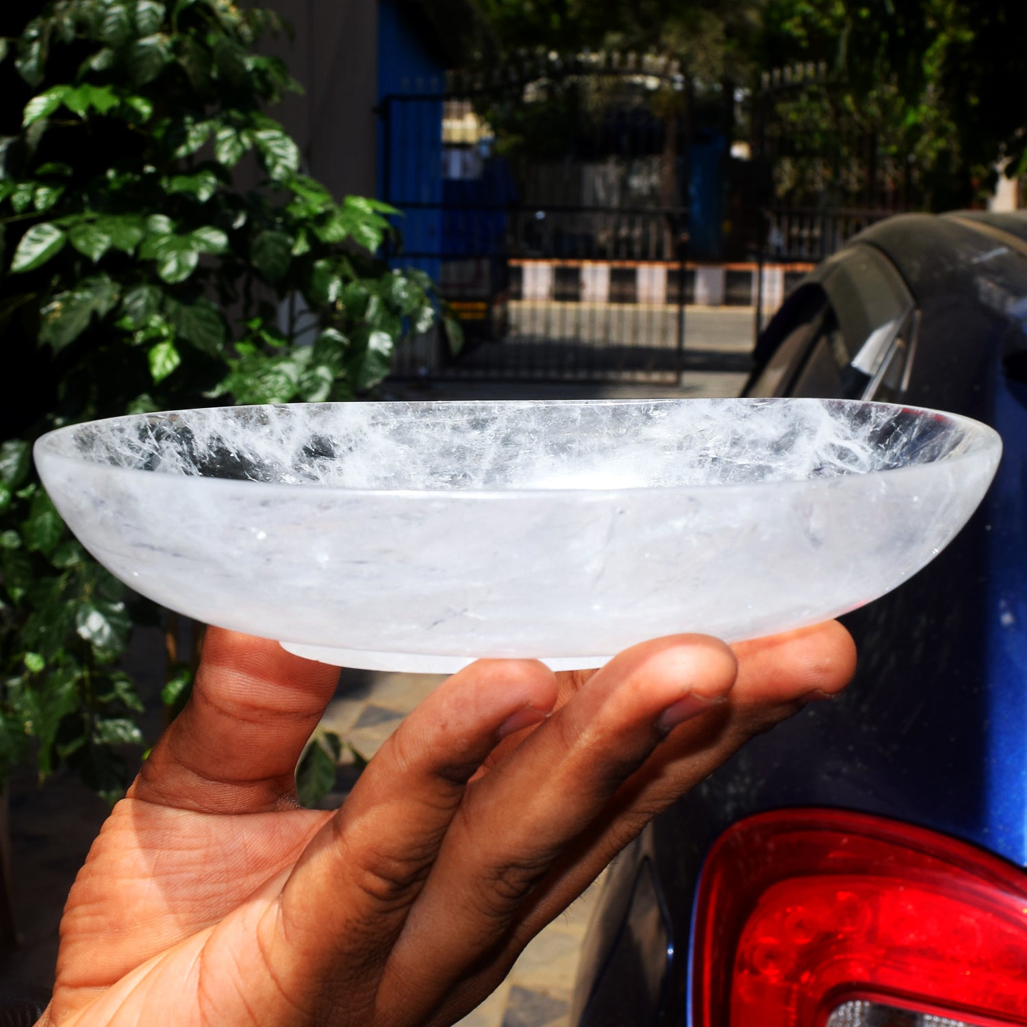 Pretty 1269.00 Carats Genuine White Quartz Hand Carved Crystal Gemstone Carving Big Bowl
